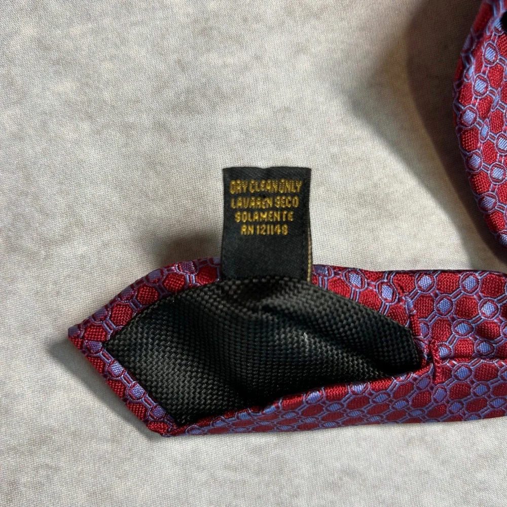 Donald J Trump Signature Collection Red Blue Geometric 100% Silk Mens Necktie